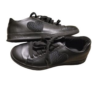 Aldo Black Sneakers with Heart Accent